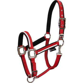 EQUESTRO Set ohlávky s vodítkem White Trim Equestro, red/black PONY