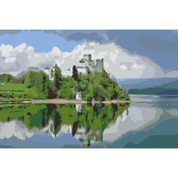 Malování podle čísel - Hrad Niedzica Velikost: 40x60cm, Rámování: Pouze srolované plátno