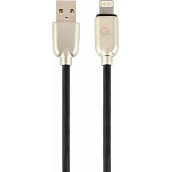 Kabel do PC Gembird kábel nabíjací Lightning 8-pin (M) na USB 2.0 (M), prémiový, gumovo - opletený, 2 m, čierny