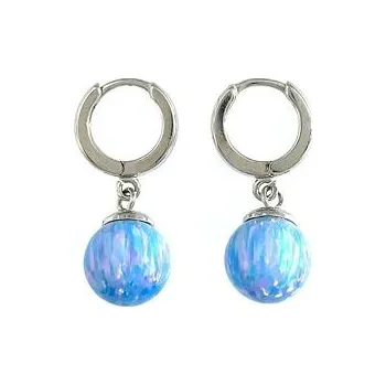 Náušnice Stříbrné náušnice kroužky s modrými opály 10mm