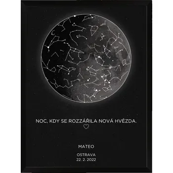 Plakát Plakát MĚSÍC s HVĚZDNOU OBLOHOU Rozměr plakátu: A4 (21 x 29,7 cm), Rámeček: Bez rámečku, Počet osob, Text: 1 osoba zobrazený text