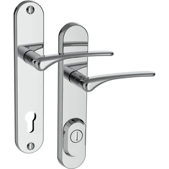 Dveřní kování ROSTEX Bezpečnostní kování BK R4/O IDEAL Provedení: PZ LI (klika levá/klika pro FAB), Rozteč: 72 mm, Povrch: Nerez chrom (0100)