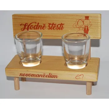 Žertovný předmět Dřevěná lavička - Hodně štěstí novomanželům druhSkleničky čiré