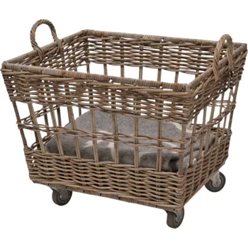 Koš na prádlo Hitra Ratanový prádelní koš WASMAND grey na kolečkách