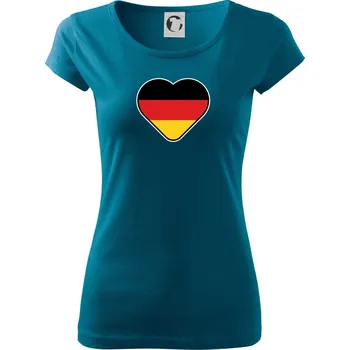 Dámské tričko Germany love velké - Německá vlajka - Dámské triko Pure - XS ( Petrolejová )