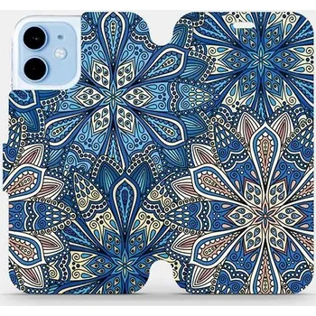 Pouzdro na mobilní telefon Flipové pouzdro na mobil Apple iPhone 12 mini - V108P Modré mandala květy
