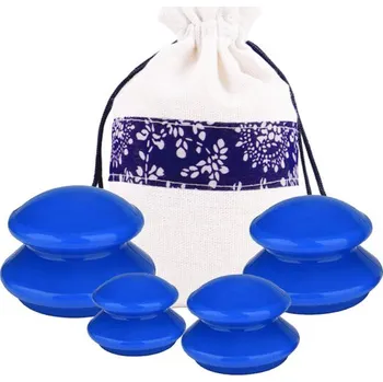 Masážní přístroj Gumová čínská baňka na masáž modrá - sada 4 ks