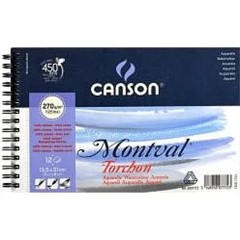 Canson Montval Torchon 13,5 x 21 cm, 12 listů, 270g/m, kroužková vazba