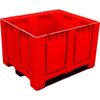 Přepravník Velký přepravník z polyetylenu, plné stěny, 1200 x 1000 x 790 mm, na ližinách, barva červená