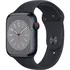 Chytré hodinky Apple Watch Series 8 45 mm GPS + Cellular, temně inkoustový hliník s temně inkoustovým sportovním řemínkem