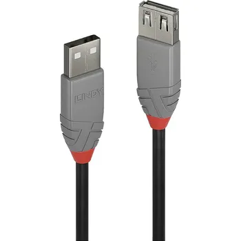 elektrický kabel LINDY USB kabel USB 2.0 USB-A zástrčka, USB-A zásuvka 3.00 m černá, šedá 36704