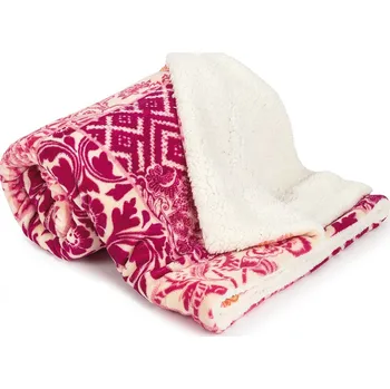 deka 4Home Beránková deka Flowers růžová, 150 x 200 cm