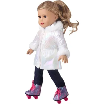 Bundy pro panenku AMERICAN GIRL A BABY BORN 43-45 CM Varianta: bílá lesklá bunda na zip