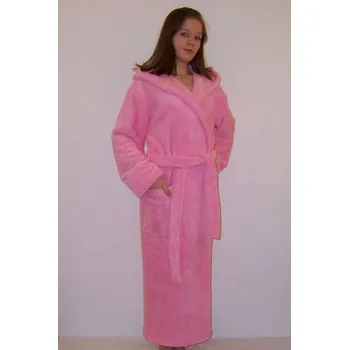 Dámské oblečení Župan dámský COCOON model 020-39 s kapucí ve 3 barvách - L-vínová