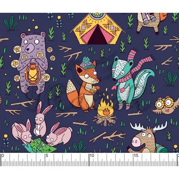 Zakázkový tisk, softshell, kočárkovina... Kempující zvířátka Látky k tisku: Fleece