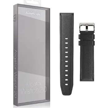 Řemínek na hodinky Řemínek kožený ALIGATOR 20mm, černý