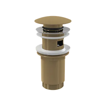špunt do vany a umyvadla ALCADRAIN Výpust umyvadlová CLICK/CLACK 5/4" celokovová s přepadem velká zátka, GOLD-kartáčovaný mat (A392-G-B)
