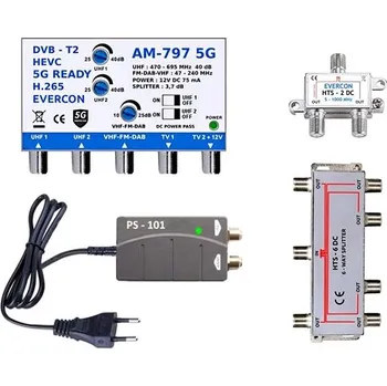 Televizní anténa EVERCON anténní set pro 8 TV 797-101-8