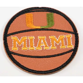 Nažehlovací záplata - basketbalový míč MIAMI - průměr 5,5 cm - skořicová