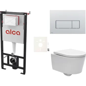 Klozet Cenově zvýhodněný závěsný WC set Alca do lehkých stěn / předstěnová montáž+ WC SAT Brevis SIKOASW9