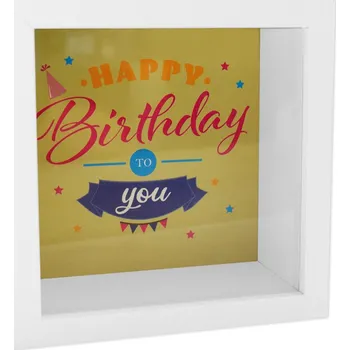 Žertovný předmět Bílá dřevěná pokladnička k narozeninám II