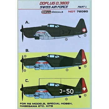 Plastikový model KORA Models 1/72 Decals Doflug D.3800 Swiss Air Force Part 1