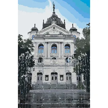 Malování podle čísel - Zpívající fontána v Košicích Velikost: 40x60cm, Rámování: Pouze srolované plátno