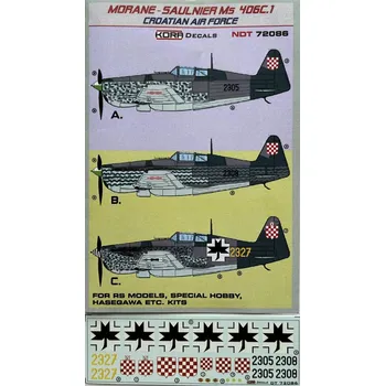 Plastikový model KORA Models 1/72 Decals MS 406C.1 Croatian Air Force