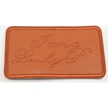 Nášivka Nažehlovací záplata - I am a Lucky Person - rozměr 9,5 cm x 5 cm - skořicová