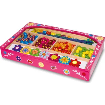 Dřevěná hračka Small Foot Dřevěné korálky louka v boxu