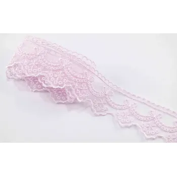 Vyšívaná krajka - růžová - šířka 4,5 cm