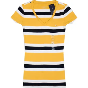 Dámské tričko Tommy Hilfiger dámské tričko s krátkým rukávem pruhované tricolor