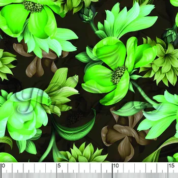 Zakázkový tisk, softshell, kočárkovina... Zelené květy na tmavém podkladu Látky k tisku: Microfirba