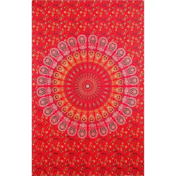 Přehoz na lůžko Přehoz mandala - červeno - oranžový var.: jednopostel