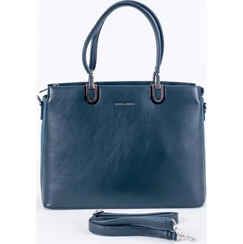 Modro-zelená střední tříoddílová elegantní kabelka do ruky David Jones CM6563