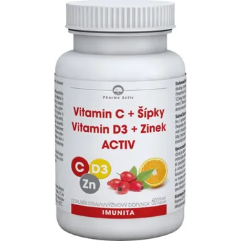 Pharma Activ Vitamin C + Šípky Vitamin D3 + Zinek 60 tbl.
