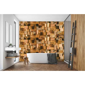 Tapeta Malvis ® Tapeta Dřevěná geometrie Vel. (šířka x výška): 144 x 105 cm