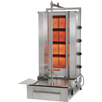Kuchyňský gril Plynový gril na kebab/gyros, 4 topná pole, zátěž 70 kg, 14 kW, dolní pohon 11,5 W 629x760x1040 mm | POTIS, F GD4/LPG