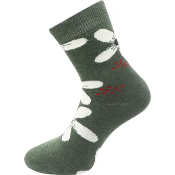 Dámské ponožky Dámské froté ponožky s potiskem květin NV8868 - zelené barvy 9001486-1 Velikost ponožek: 35-38