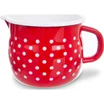 Hrnek 1,2 l s výlevkou BELLY červený s bílými tečkami smalt