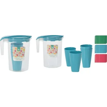 džbán 1,75l + 4kelímky 0,35l, 3barvy, plast