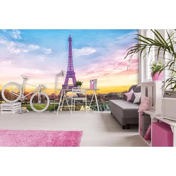 Fototapeta Malvis ® Tapeta Eiffelova věž fialová Vel. (šířka x výška): 144 x 105 cm