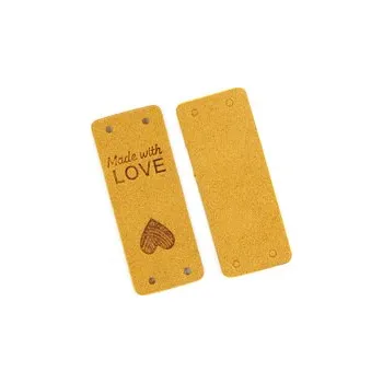 cedulka MADEWITHLOVE - obdelník - 5x2 cm - hořčicová