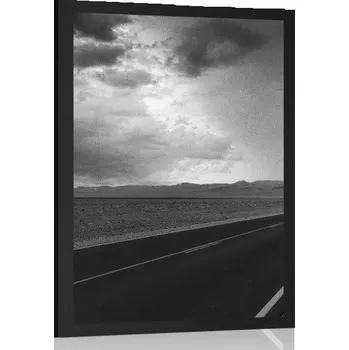 Plakát Dovido Plakát cesta uprostřed pouště v černobílém provedení