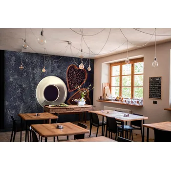 Tapeta Malvis ® Tapeta Šálek kávy a srdce Vel. (šířka x výška): 216 x 140 cm