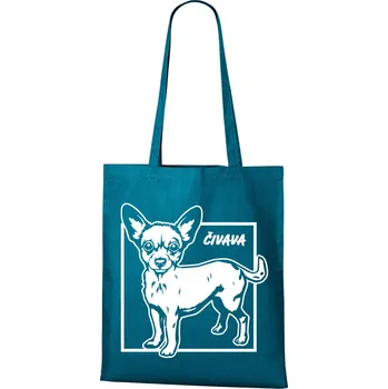 Plátěná taška Čivava, Barva Petrolejová, Velikost 40×45 cm, Canvas Nákupní taška Bezvatriko.cz 1052 - DTF/DTG