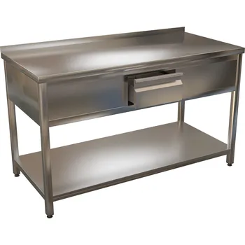 Dílenský stůl Nerezový pracovní stůl s jedním šuplíkem KSPZH-1 - hloubka 600mm Délka x hloubka: 700x600mm