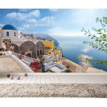 Fototapeta Malvis ® Tapeta Santorini výhled Vel. (šířka x výška): 216 x 140 cm