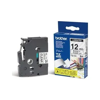 Pásek do tiskárny Brother - TZe-131 průsvitná / černá (12mm, laminovaná)