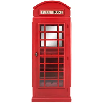 Stojan na víno Barová vitrína ve stylu telefonní budky London červená